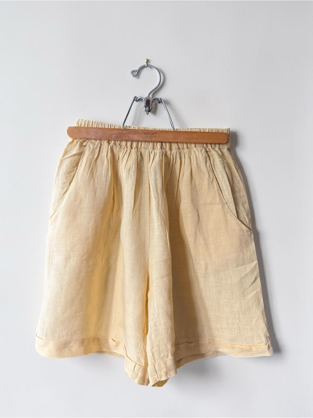 Vintage Butter Yellow High-Waist 100% Linen Shorts